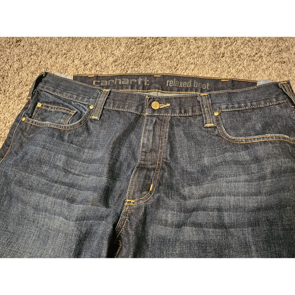 Mens 40X30 Carhartt B310 DRT Relaxed Fit Boot Cut Jeans Distressed - Picture 3 of 9